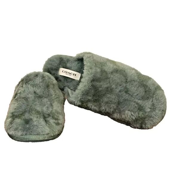 COACH Womens Sz 6B Zennie Slippers Shearling CM676 Pistachio Green Slides - Picture 4 of 8